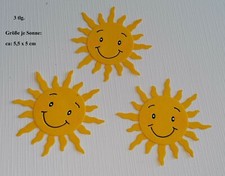 Stanzteile Kartenschmuck  "jeden Tag Sonnenschein" 3 x Sonnen