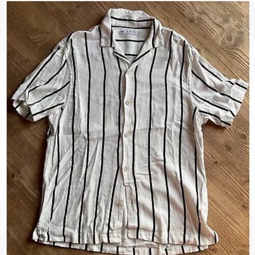 Zara, Kurzarmhemd, Größe: L Creme/Schwarz, Streifen, Herren