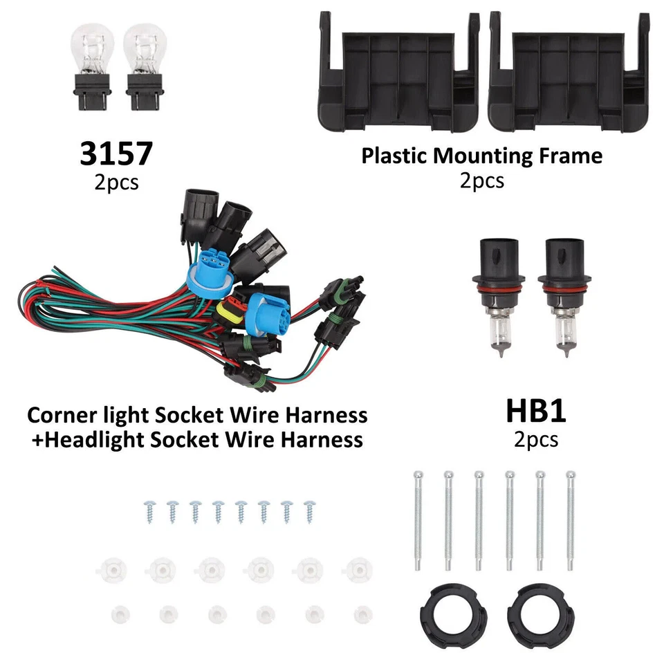 Par de faróis de halogênio com ajustadores + luz de canto e moldura para Peterbilt 375 385 - Imagem 4 de 4