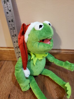 Disney DANDEE Christmas Plush Kermit the Frog Muppets w/ Santa Hat