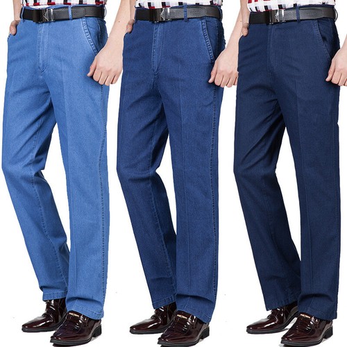 Pantalone denim uomo moda vita alta sottile largo elastico business casual