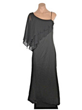 Max and Cleo Cape Black One Shoulder Long Cocktail Dress Evening Gown Formal 6