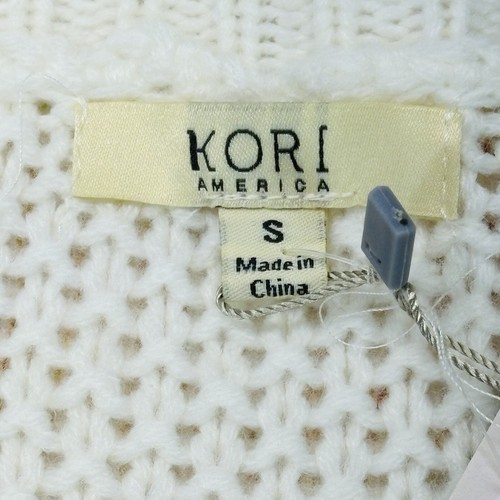 Kori Sweater Oversized Long Sleeve Size Small Ivory Embroidered Pink Hearts - Picture 9 of 13