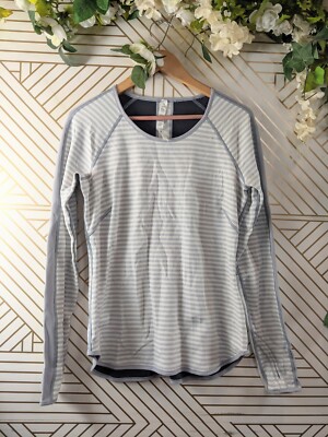 お*様 Striped thumb-hole long t LULULEMON Women's Striped Athletic Long Sleeve Thumb Holes Soft
