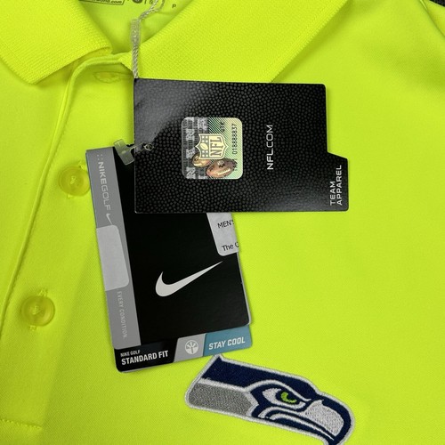 Seattle Seahawks Nike Polo Shirt Mens Small Neon Yellow Golf NFL Dri Fit NWT - Picture 4 of 8