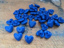 &hearts;Nr.54- Zauberhafte alte Glaskn&ouml;pfe blaue Herzen 12 St. DM 11 mm &hearts;