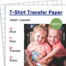 Printable Heat Transfer Paper for Dark Fabric Iron-on Inkjet Laser Cricut 40PK