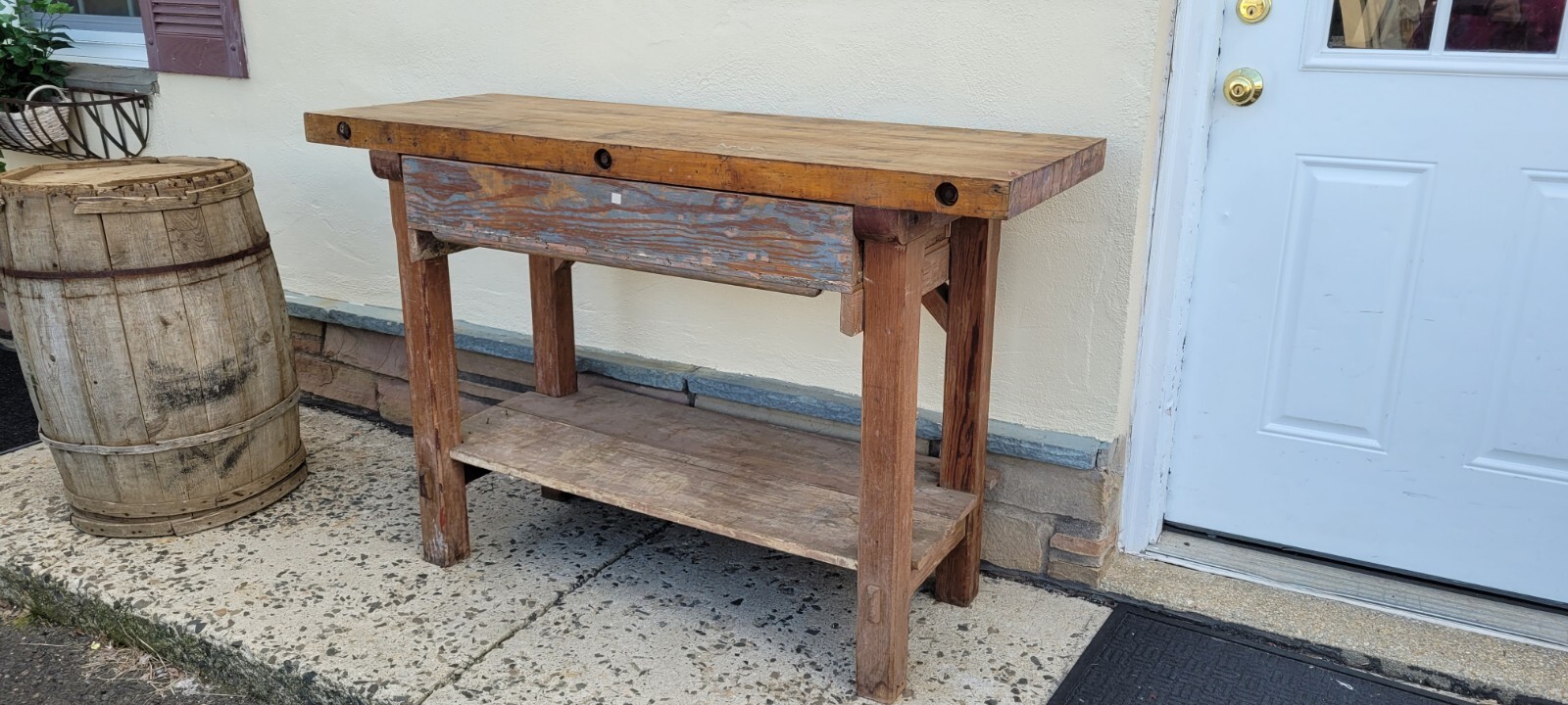 VINTAGE SOLID WOOD WORK BENCH eBay