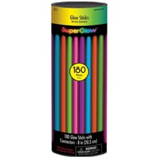 180 8in GLOW STICKS MULTICOLORED BRACELETS 8in W Connectors Super Glow Party