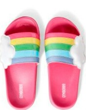 NEW GYMBOREE girls pink rainbow adjustable shoes flip flops size 2