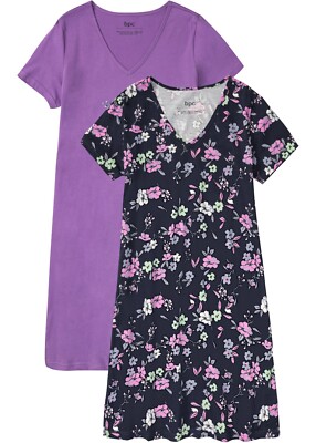 2er SET Nacht-Kleid Hauskleid Nachthemd Schlaf-Hemd NEU! 36/38 40/42 44/46 48/50