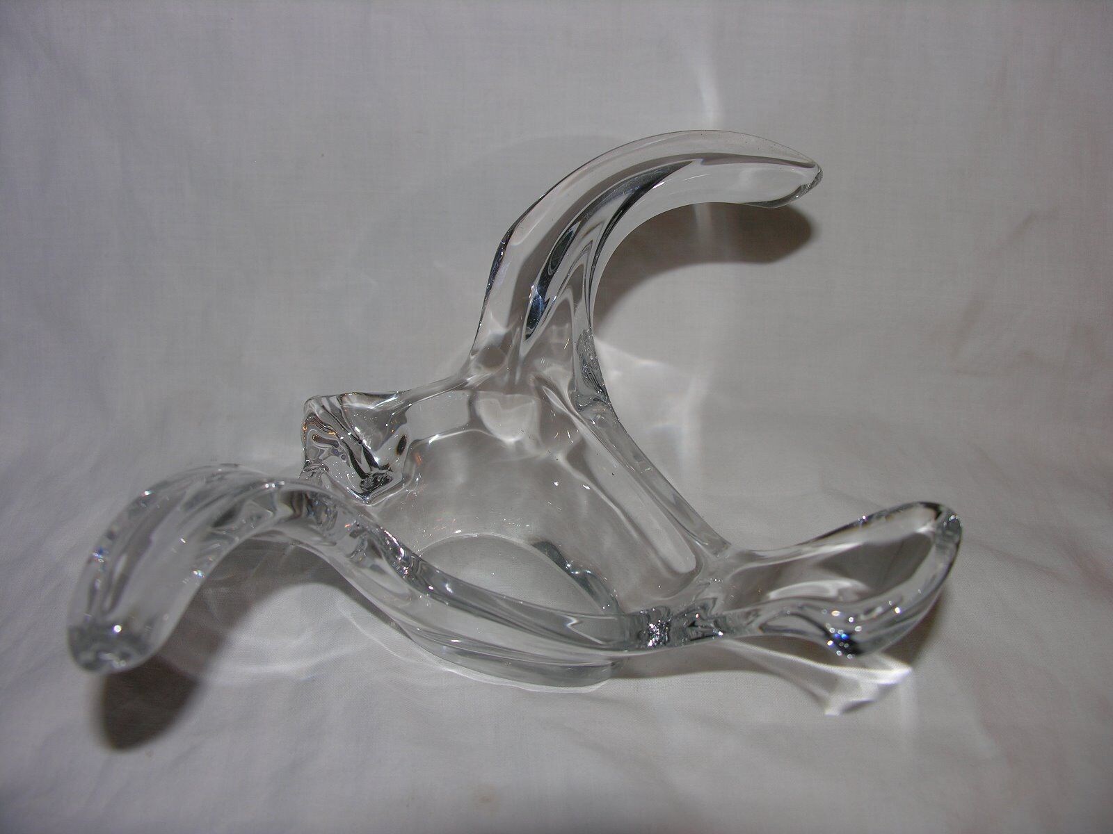 Vintage PRINCESS HOUSE French Crystal Clear Glass DOVE Bird in Flight Dish