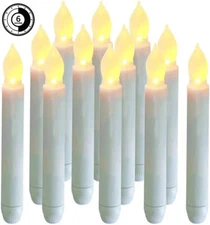 LED Flameless Flickering Taper Candles-6.25" Warm White 6H Timer Function