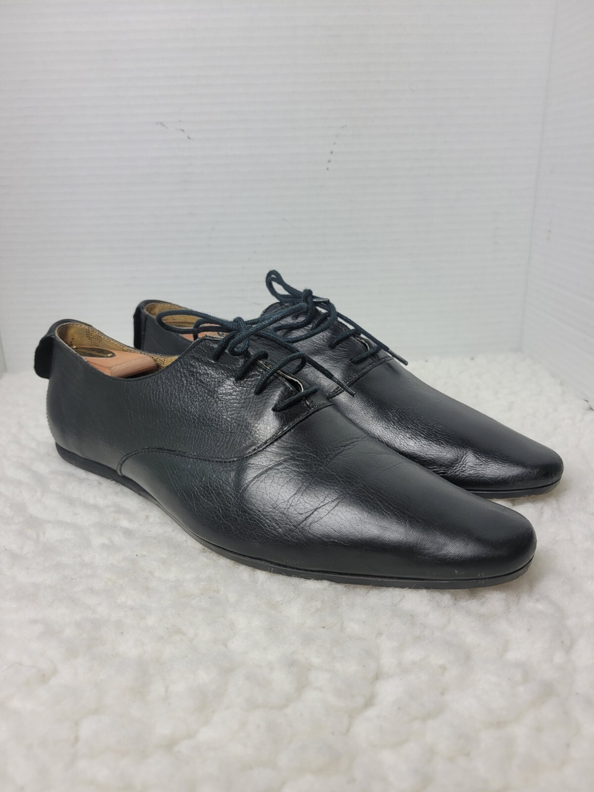 SAOLA Scarpe uomo H By Hudson Oxford taglia 10 nere pelle stringate eleganti punta mandorla