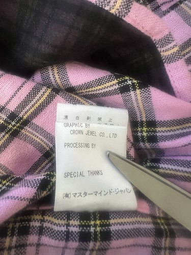 Mastermind Japan Dreaming Skull Short Sleeve Shirt Plaid Shirt Pink Size Large - Picture 9 of 11