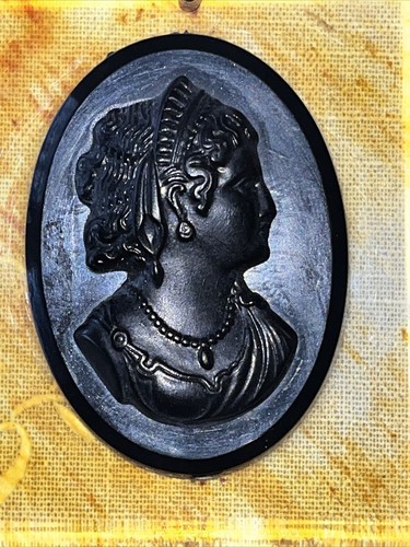 Vintage/Antik Bakelit & Zelluloid schwarz CAMEO Halskette 21" Apfelmus Gliederkette - Bild 12 von 22