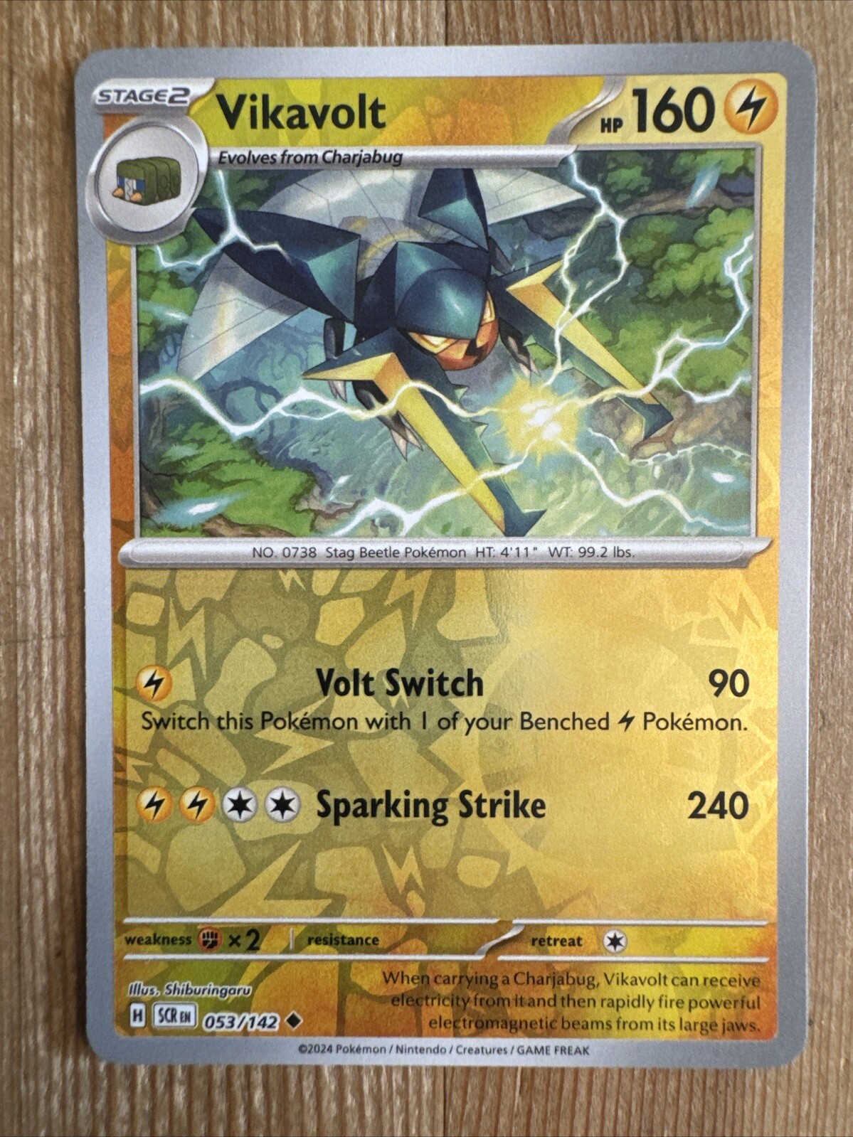 Vikavolt 053/142 Reverse Holo Pokemon TCG: Stellar Crown Near Mint (NM)