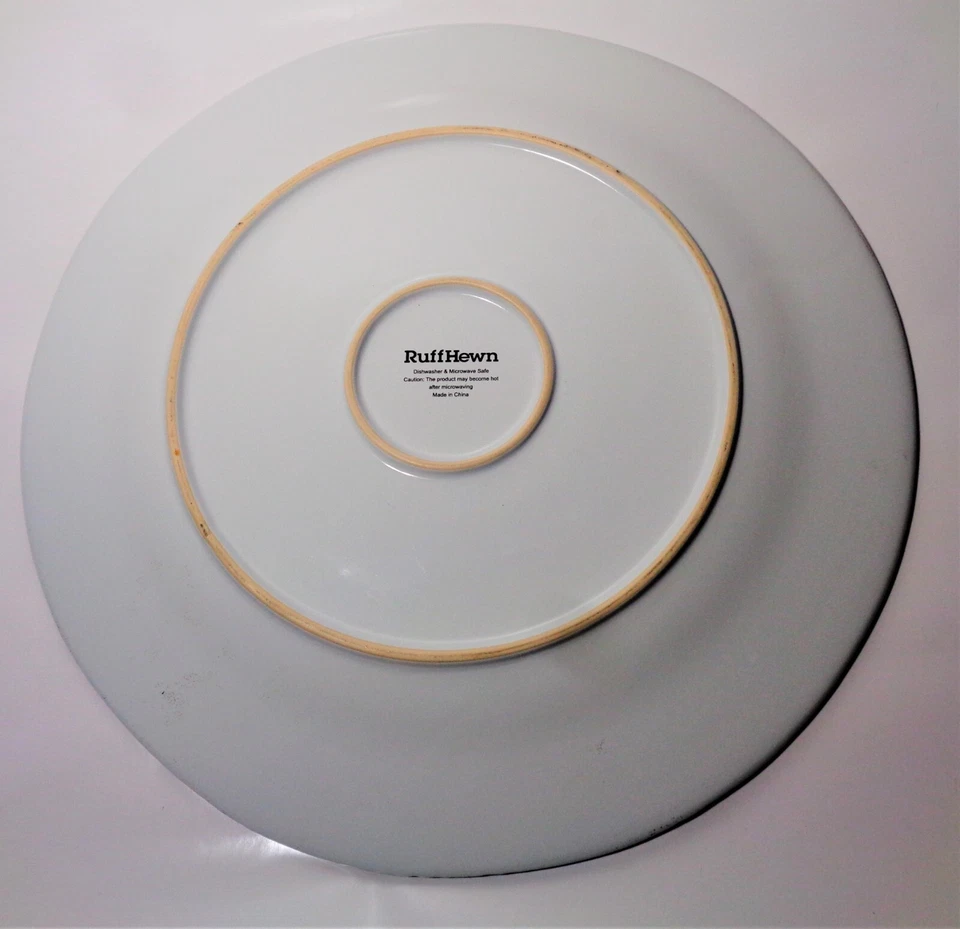 Plato grande de 14" para servir carne de filete de cerámica con patrón de ciervo redondo tallado con volantes Foto 4 de 4