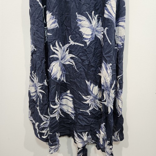 ROXY Beach Pool Cover Up Blue Floral Print Size Medium Summer Viscose - Picture 6 of 9