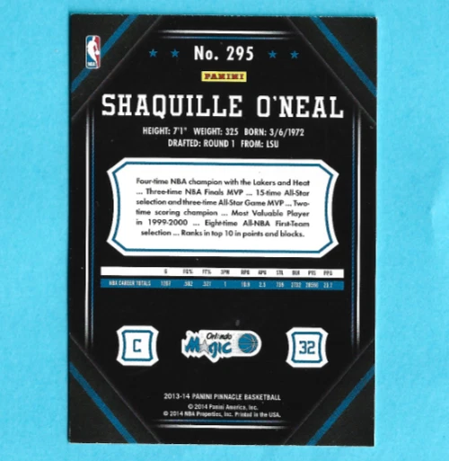 Pinnacle #295 Shaquille O'Neal Orlando Magic 2013 Foto 2 de 2
