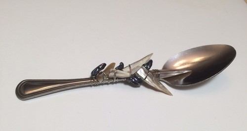 Handmade Stainless Steel Tea Spoon Wire Wrapped Spoon Art W/ Shells Beautiful - 第 7/12 張圖片