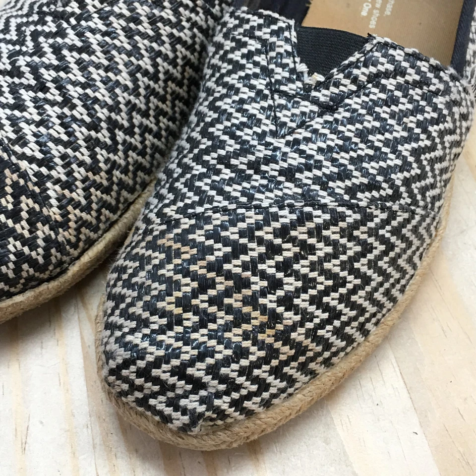 Toms Zapatos Mujer 8 Chevron Estampado Sin Cordones Alpargatas Mocasines Planos Negro Blanco Foto 4 de 4