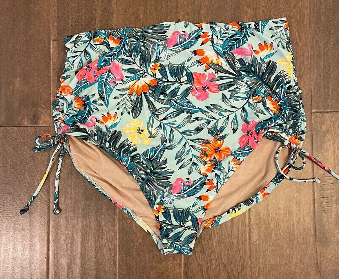 Swim by Cacique Blue Tropical Flamingo Swim Bottoms 20 used