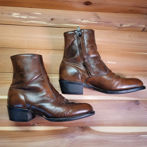 Laredo Boots Mens 8 D Chelsea Brown Leather Side-Zip Western Dress Shoes - Picture 8 of 10