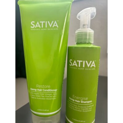Sativa Organic Skincare Energise Hemp Shampoo Restore Hemp Conditioner 6.8 oz