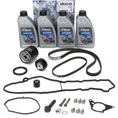 VAICO Zahnriemensatz + Ölfilter + 4L 0W30 Motoröl für PSA C3 C4 208 308 OPEL 1.2