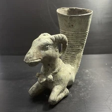 Circa 500BC Ancient Near Eastern Bronze Rhyton In The Form Of Ram/Goat