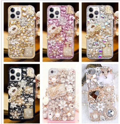 For iPhone/Moto Women Bling Diamond Rhinestone Silicone Hard Back Phone Case
