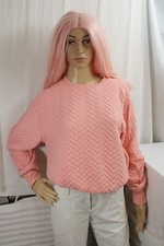 Women's A New Day XS Quilted Pink Long Sleeve Crew Neck Sweatshirt