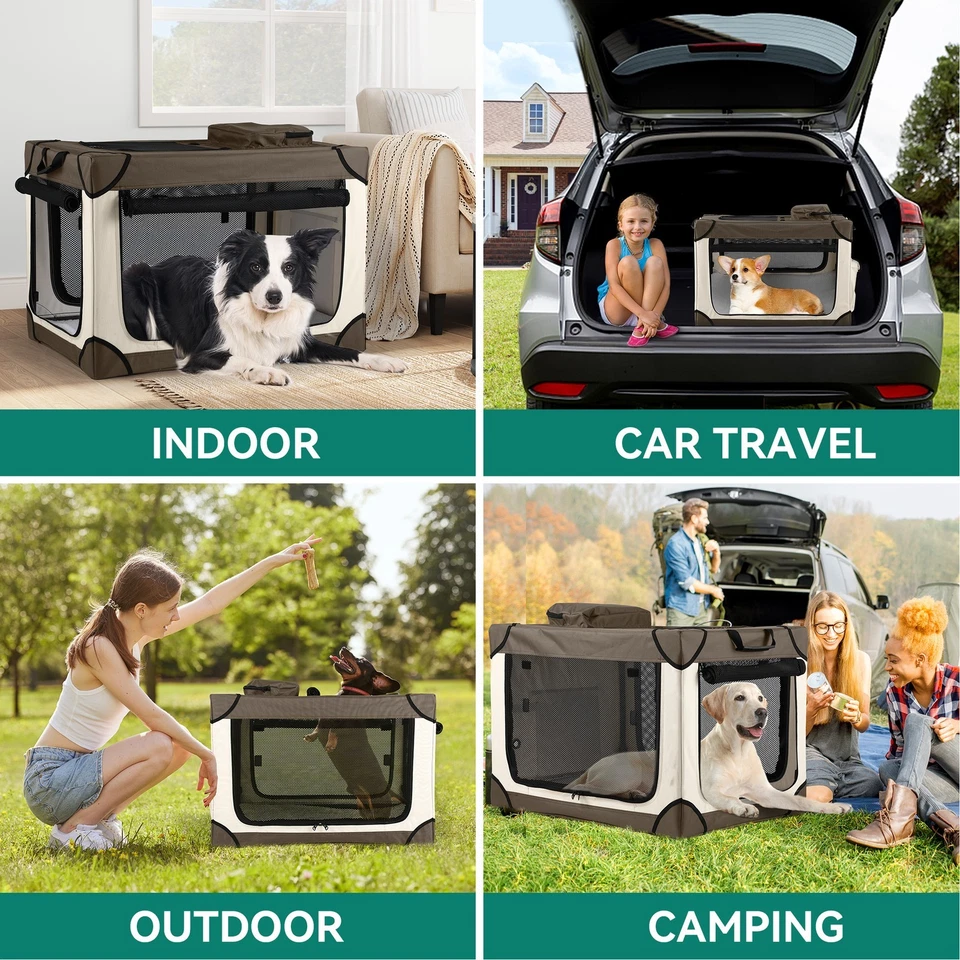 Okcora Cajón Plegable para Perros Portátil Cajón para Perros 4 Puertas Plegable Suave Perrera Foto 2 de 4