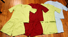Women Casual Elastic waist shorts with Vneck top Two Piece Outfit