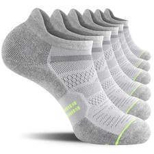 6 Pack Men's Running Ankle Socks with Cushion Low Cut Athletic Sport Tab Socks