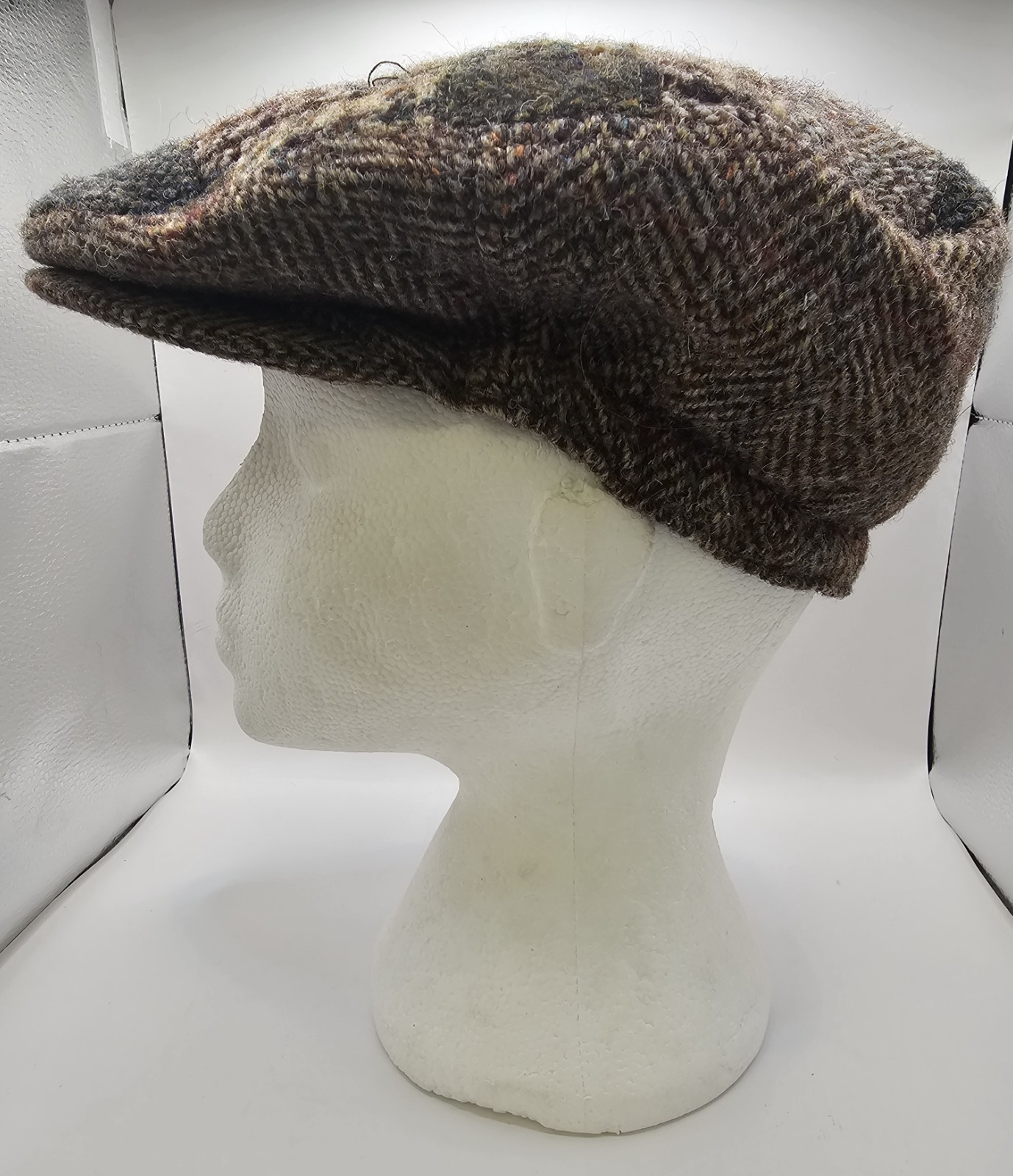 Harris Tweed Flat Cap Patchwork Brown Wool XL – B… - image 3