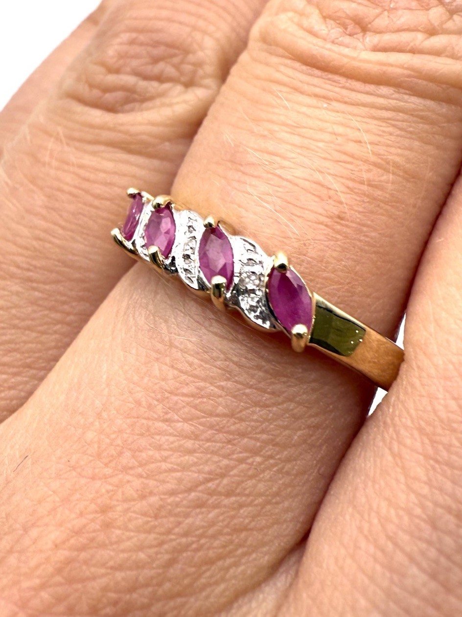 9ct Gold Ruby Diamond Ring Ruby Diamond Eternity … - image 14