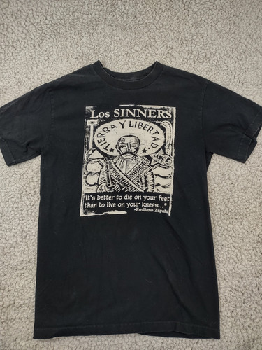 Los Sinners Zapatista Tierra Y Libertad Small Black T Shirt