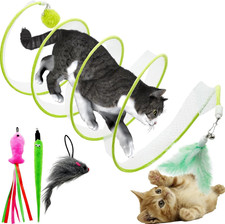 Cat Spiral Tunnel Toy Foldable Interactive Hunting Toy for Indoor Cats Green