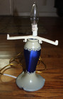 Vintage Frosted Cobalt Blue and Matte Grey Cameo Glass Lamp Art Glass — photo 2