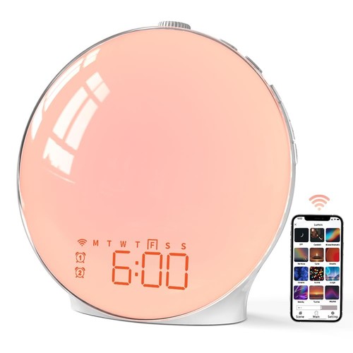 Sunrise Alarm Clock, Smart Wake-up Light Compatible with Alexa, Dual Alarms w...
