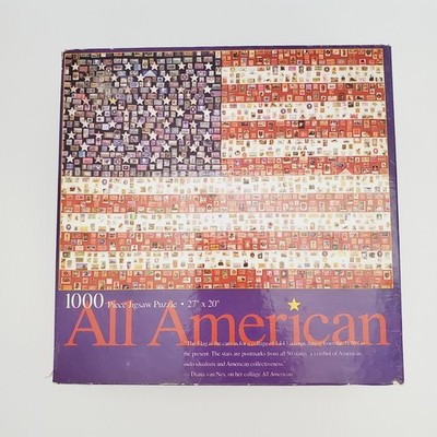 All American USA Flag Stamps Puzzle 1000 Piece Ceaco Adult Jigsaw Diana van Nes
