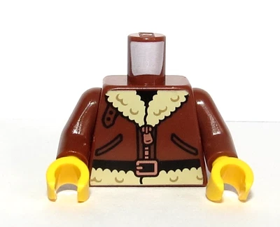 LEGO Torso Body For Minifigure Brown Aviator Pilot Bomber Jacket Coat Race Car