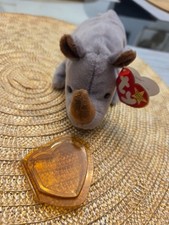 RARE Ty Beanie Baby Spike The Rhinoceros Hang Tag 1996 - with Tag Error - New