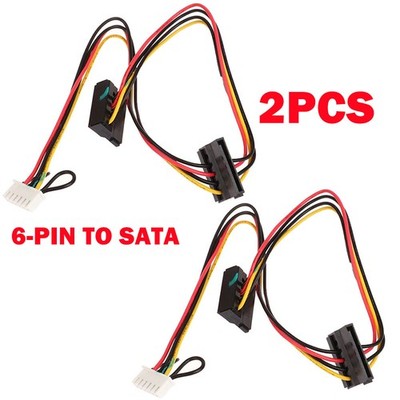 2PC 6 Pin To 2-Port HDD SATA Power Socket Cable Conector For Acer Computer NEW