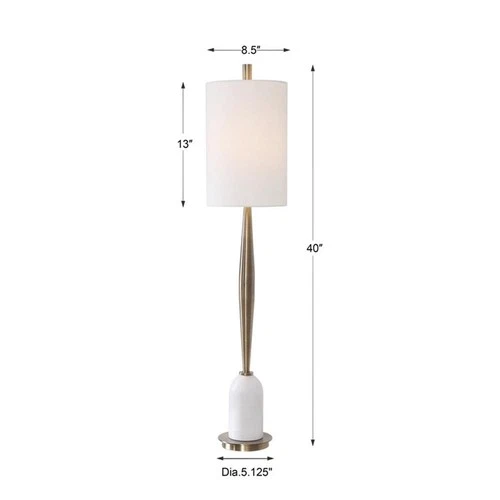 Uttermost Minette Transitional Steel Marble Fabric Buffet Lamp in White/Brass - Picture 10 of 10