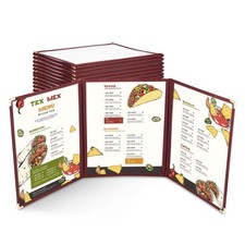 WeChef 30 Packs Menu Covers 8.5"x11" Triple Fold 3 Pages 6 Views Restaurant