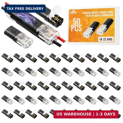 50Pcs D2 Quick Connect Wire Connectors - Optional Stripping Double Wire Plug in