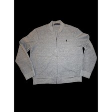 Polo Ralph Lauren Mens XL Gray Full Zip Bomber Sweatshirt Jacket Pony Logo